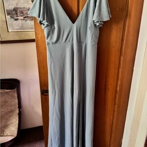Birdy Grey Dusty Blue Maxi Dress with Flutter Sleeves